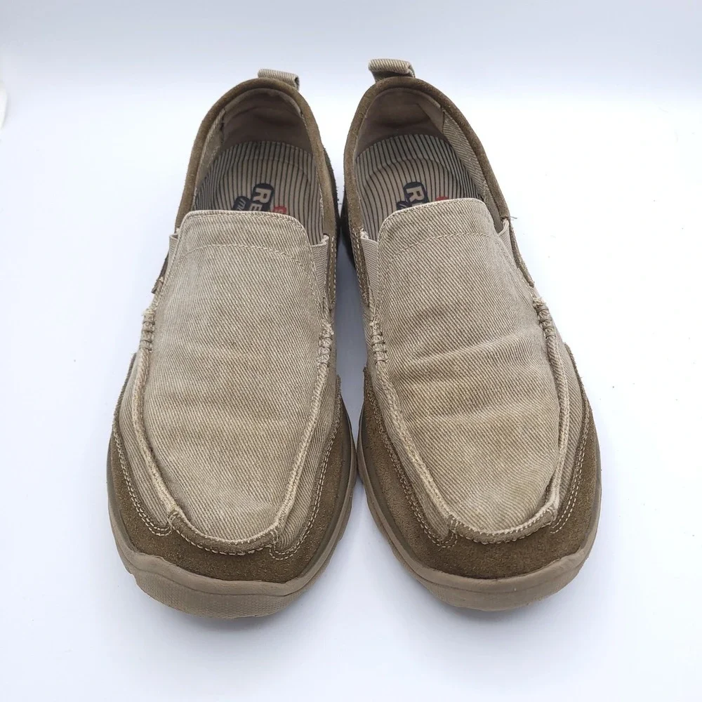 Skechers Shoes Mens 11.5 Melvin 63820 Taupe Tan Brown Relaxed Fit Slip On